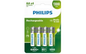 Philips Akku Rechargeable AA 1300 mAh, AA Nickel-Metall-Hydrid, 4 Stück