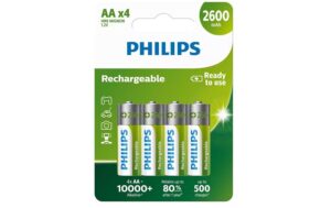Philips Akku Rechargeable AA 2600 mAh, AA Nickel-Metall-Hydrid, 4 Stück