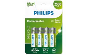 Philips Akku Rechargeable AA 2500 mAh, AA Nickel-Metall-Hydrid, 4 Stück