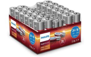 Philips Batterie Alkaline Pack, 40 Stück 1.5 V, 24x AA, 16x AAA, LR03 & LR6 Alkaline
