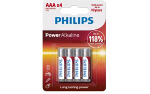 Philips Batterie Power Alkaline AAA 1.5 V, LR03 Alkaline, 4 Stück