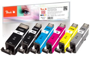 Peach Canon PGI-525/CLI-526,Multi-6-Pack 1x19, 5x9 ml,410, 520, 600, 490 S.