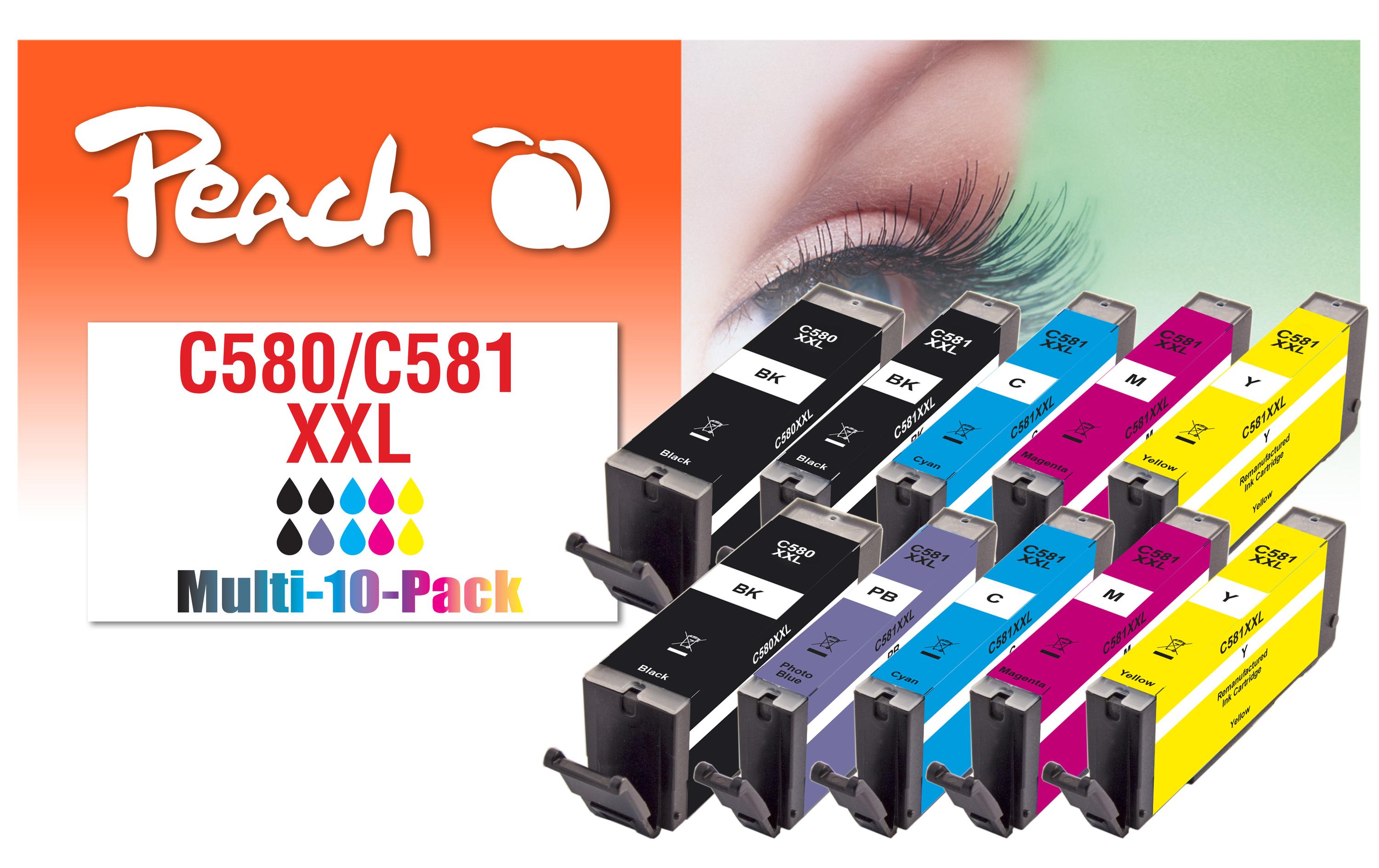 Peach Canon 580XXL/581XXL,Multi-10-Pack 2x23, 8x12 ml