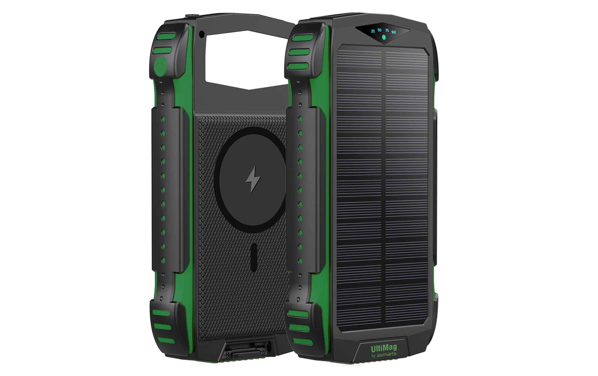 1477006 - Mediatech 4smarts Solar-Powerbank Rugged TP 20000mAh, 20W, grün, Qi-Ladegerät 15W