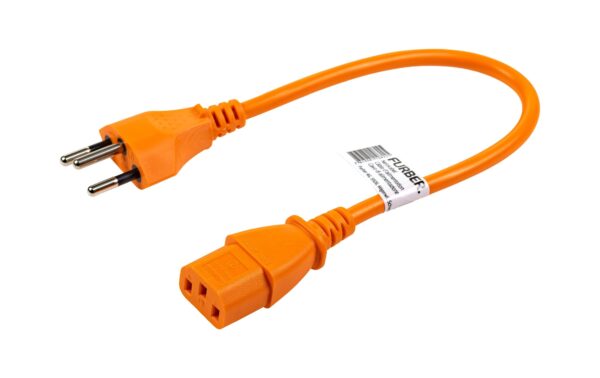 F.power Netzkabel C13-T12 0.2m or 230V, H05VV-F 3G0.75, orange (0/50)