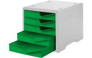 Styro Schubladenbox styroswingbox lichtgrau, 5 Schubladen gecko vollfarben