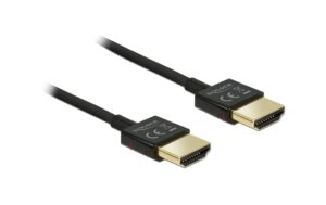 Delock HDMI-A Stecker zu HDMI-A Stecker 4K, 1.5m, schwarz, High Quality Slim