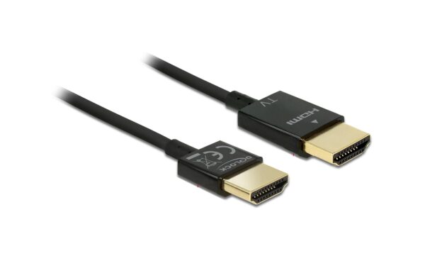 Delock HDMI-A Stecker zu HDMI-A Stecker 4K, 3m, schwarz, High Quality Slim
