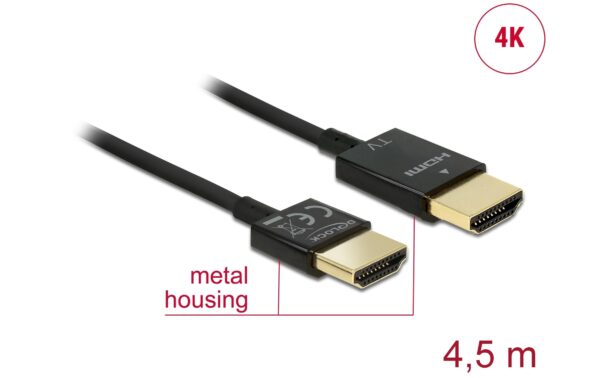 1486002_1 - Mediatech Delock HDMI-A Stecker zu HDMI-A Stecker 4K, 4.5m, schwarz, High Quality Slim