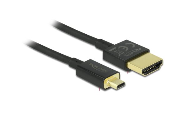 Delock HDMI-A Stecker - HDM Micro-D Stecker 4K, 0.5m, schwarz, High Quality Slim