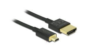 Delock HDMI-A Stecker - HDM Micro-D Stecker 4K, 3m, schwarz, High Quality Slim