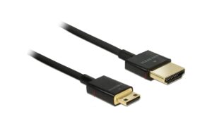 Delock HDMI-A Stecker - HDM Micro-C Stecker 4K, 1m, schwarz, High Quality Slim