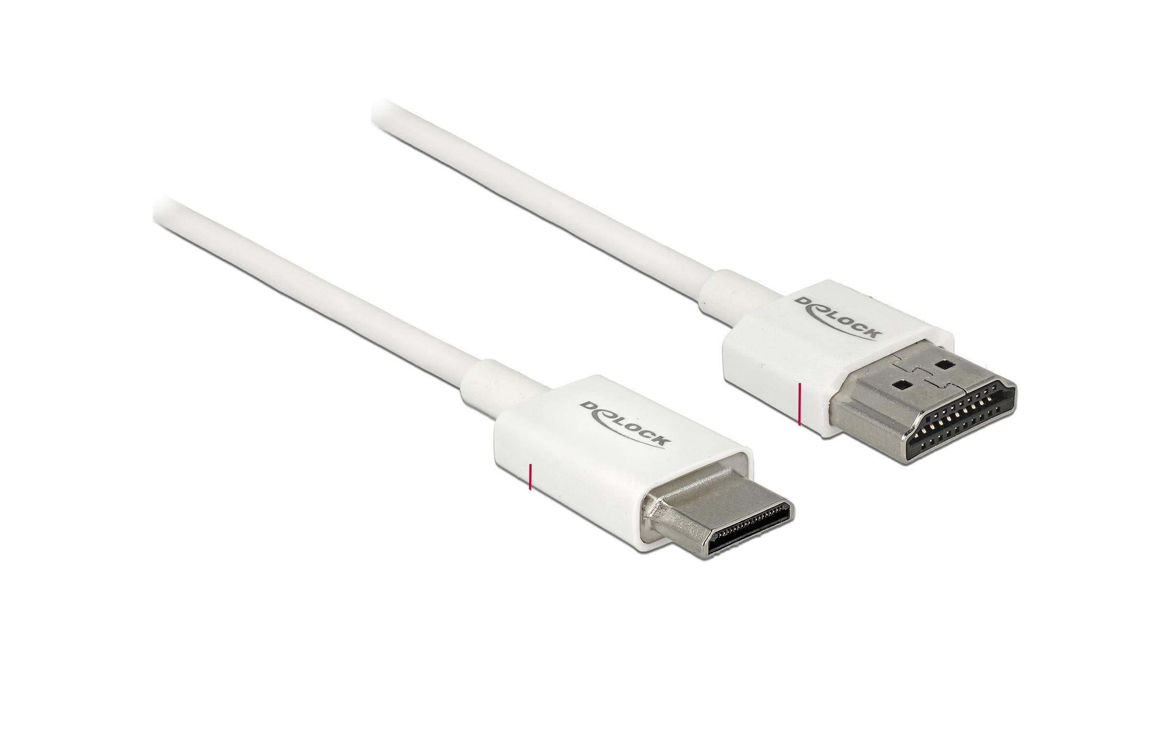 Delock HDMI-A Stecker - HDM Micro-C Stecker 4K, 1.5m, weiss, High Quality Slim kaufen Schweiz | Mediatech.ch