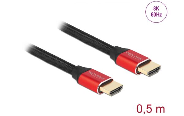 Delock Ultra High Speed HDMI Kabel 8K 60Hz, zertifiziert, 0.5m, rot