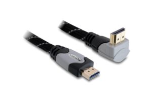 Delock HDMI-A zu HDMI-A Stecker/Stecker mit Ethernet, gewinkelt oben, 1m, grau