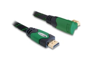 Delock HDMI-A zu HDMI-A Stecker/Stecker mit Ethernet, gewinkelt rechts, 3m, grün
