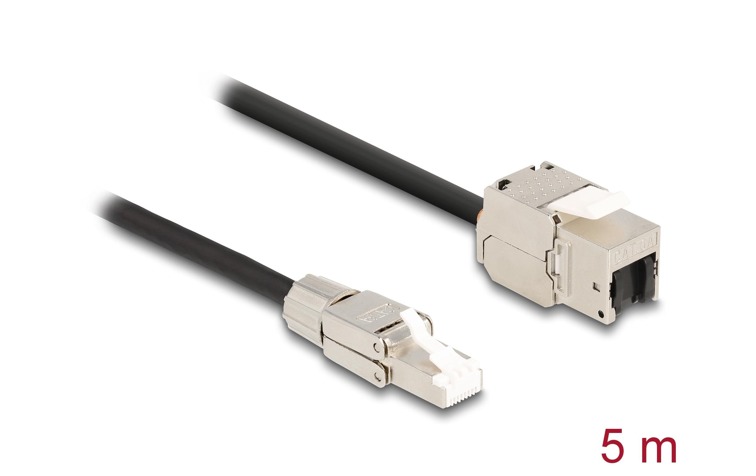 1488731_1 - Mediatech Delock Kabel RJ45 zu Keystone Modul Stecker zu RJ45 Buchse, Cat.6A, 5m