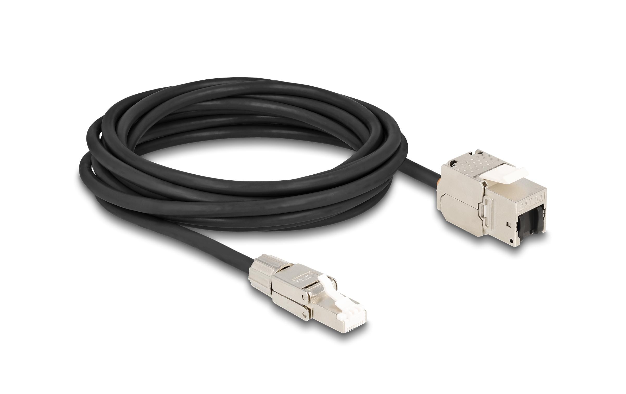 1488731_2 - Mediatech Delock Kabel RJ45 zu Keystone Modul Stecker zu RJ45 Buchse, Cat.6A, 5m