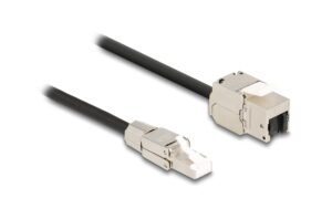 Delock Kabel RJ45 zu Keystone Modul Stecker zu RJ45 Buchse, Cat.6A, 1m