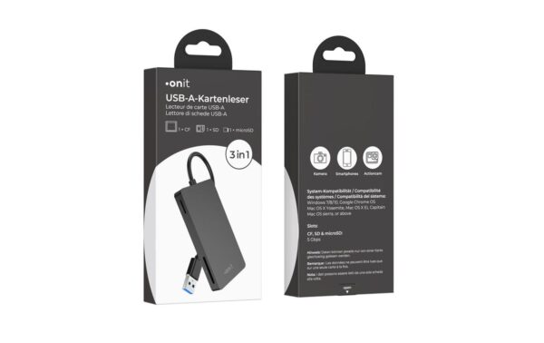 onit USB-A Multi-Kartenleser USB 3.0, schwarz, 3 Slots