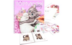 Depesche Malbuch Create your Kitty TopModel 92 Seiten und 3 Blätter Sticker, Spiralbind