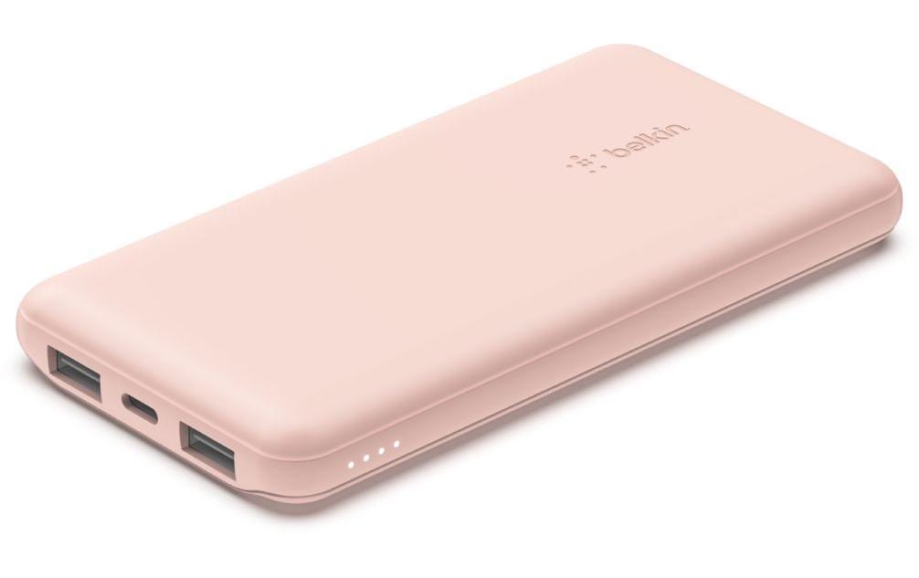 1497828_1 - Mediatech Belkin BoostCharge 3-Port Power Bank 10000 + USB-A to USB-C Cable, Rose Gold