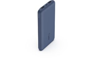 Belkin BoostCharge 3-Port Power Bank 10000 + USB-A to USB-C Cable, Blue