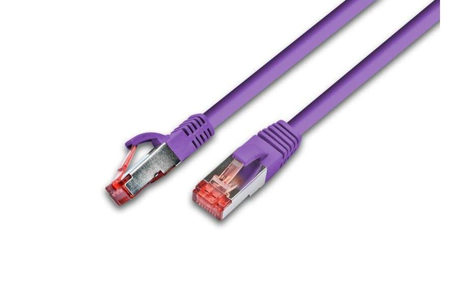 Wirewin Patchkabel: S/FTP 1m violett Cat.6, AWG27, 1Gbps, 250MHz, Zugentlastung