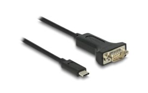 Delock Adapter USB-C>1x Seriell RS-232 D-Sub 9 Pin Stecker mit Muttern, 2m