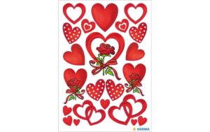 Herma Sticker Herzen und Rosen 3 Blatt, selbstklebend