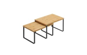 Songmics Regal, 2er Set, Nature-Schwarz Bambus, Stahl, 30x20x15 cm, stapelbar