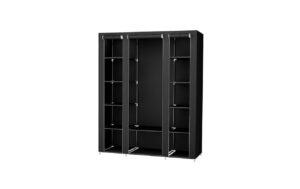 Songmics Schrank Schwarz, 3hochrollbareTüren 175x150x45 cm (HxBxT), Stoff, Stahlrohre