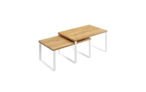 Songmics, Regal 2er Set, Bambus, Natur/Weis Bambus, Stahl, 30x20x15 cm, stapelbar