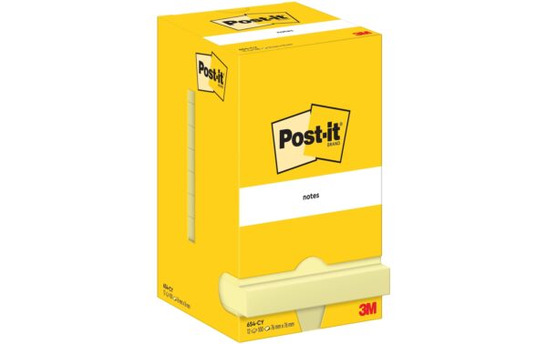 3M Post-it Haftnotizen, gelb 12 Blocks à 100 Blatt, 76 x 76mm