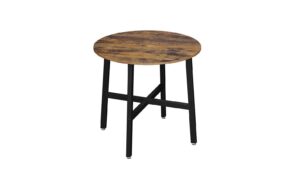 Vasagle Tisch rund, Schwarz-Braun, Stahl Spanplatte, 80x75 cm (DxH), Traglast 100 kg