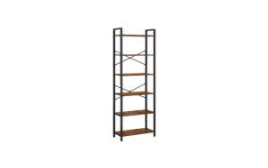 Vasagle Regal Vintagebraun-Schwarz, 6 Ebenen 66x30x186 cm (LxBxH), Traglast p.Ebene 10kg