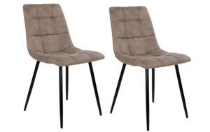 House Nordic Stuhl Middelfart 2er-Set Hellbraun,Velvet, Mikrofaser