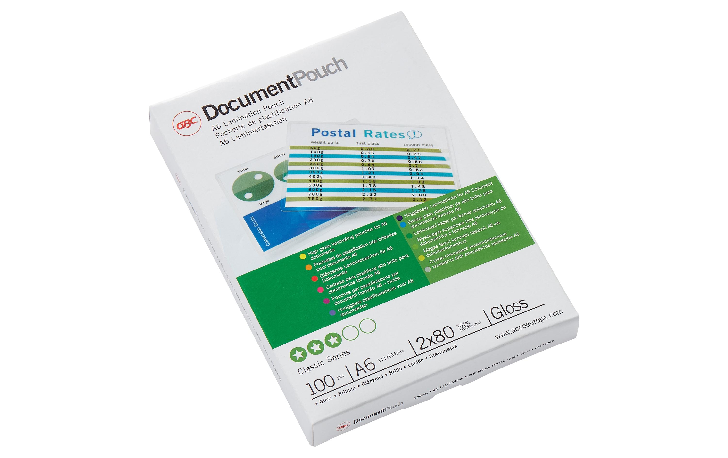 1510307 - Mediatech GBC Document Laminiertasche für Dokumente glänzend, Format A6, 2 x 80 Mikron kaufen Schweiz | Mediatech.ch