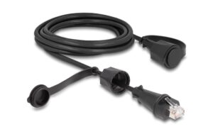 Delock RJ45 Stecker zu RJ45 Stecker Cat.6 IP68 staub& wasserdicht,Verschlusskappe,3m