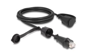 Delock RJ45 Stecker zu RJ45 Stecker Cat.6 IP68 staub& wasserdicht,Verschlusskappe,2m
