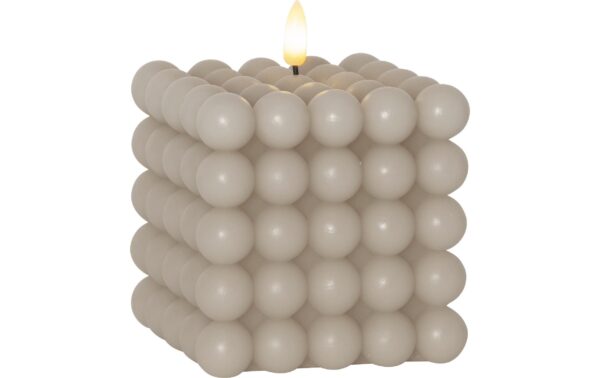 Star Trading LED Pillar Kerze Flamme Dot Indoor, Beige, 12.5 cm Höhe, Timer