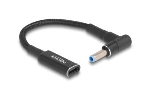 Delock Ladekabel USB-C zu HP 4,5x3mm Buchse zu Stecker, 90° gewinkelt, 15cm