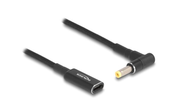 Delock Ladekabel USB-C zu HP 4,8x1.7mm Buchse zu Stecker, 90° gewinkelt, 15cm