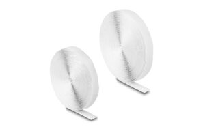 Delock Klettband selbstklebend, 5mx20mm mit Haft und Flauschband, weiss