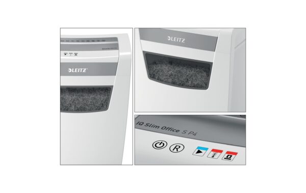 Leitz Aktenvernichter IQ Office P-4, 8 Blatt, sehr leise, grau/weiss