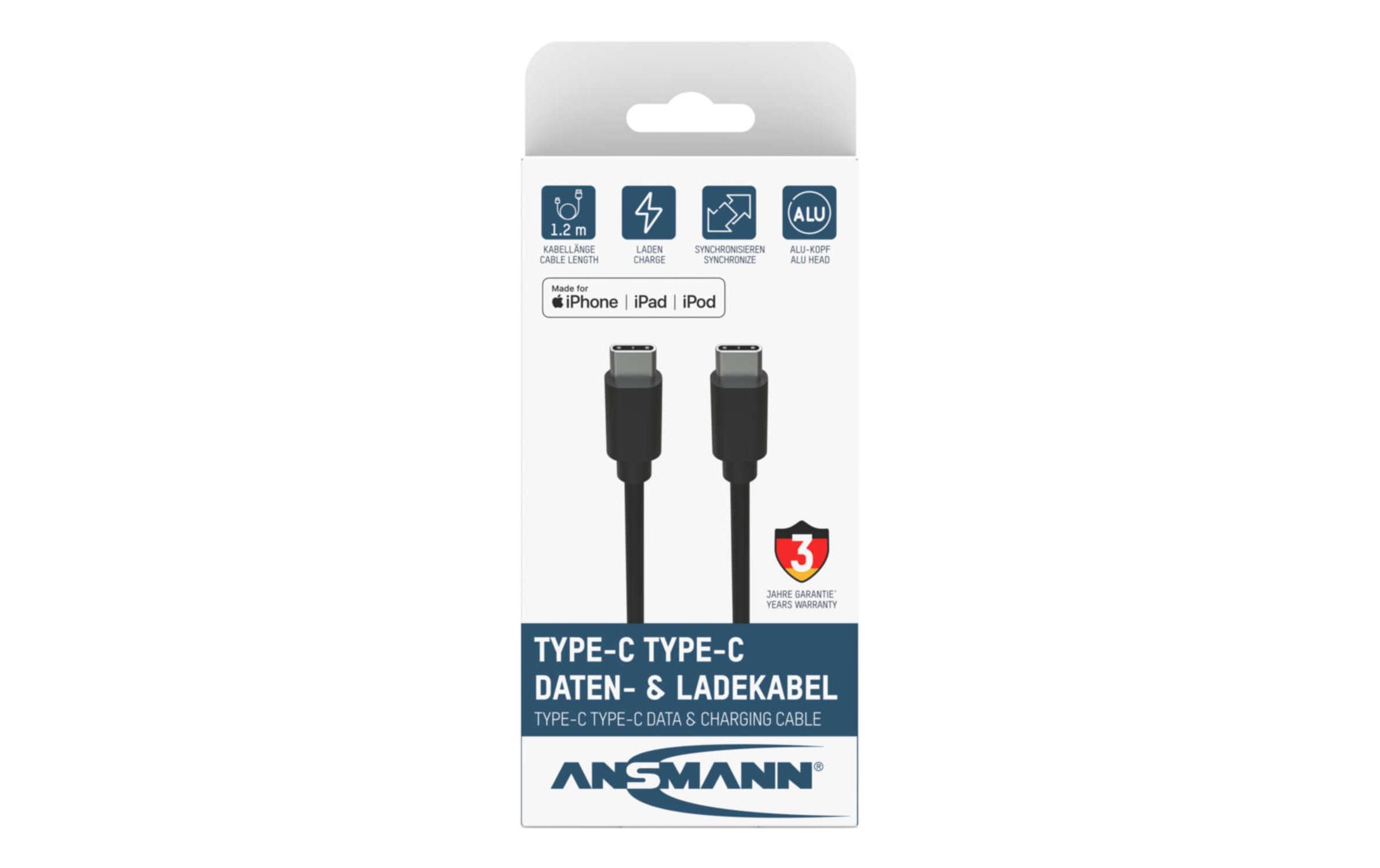 1538034_1 - Mediatech Ansmann Daten und Ladekabel Type C zu Type C, 120cm