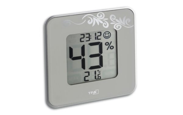 TFA Thermo-Hygrometer Style modernes Design, weiss mit Ornament