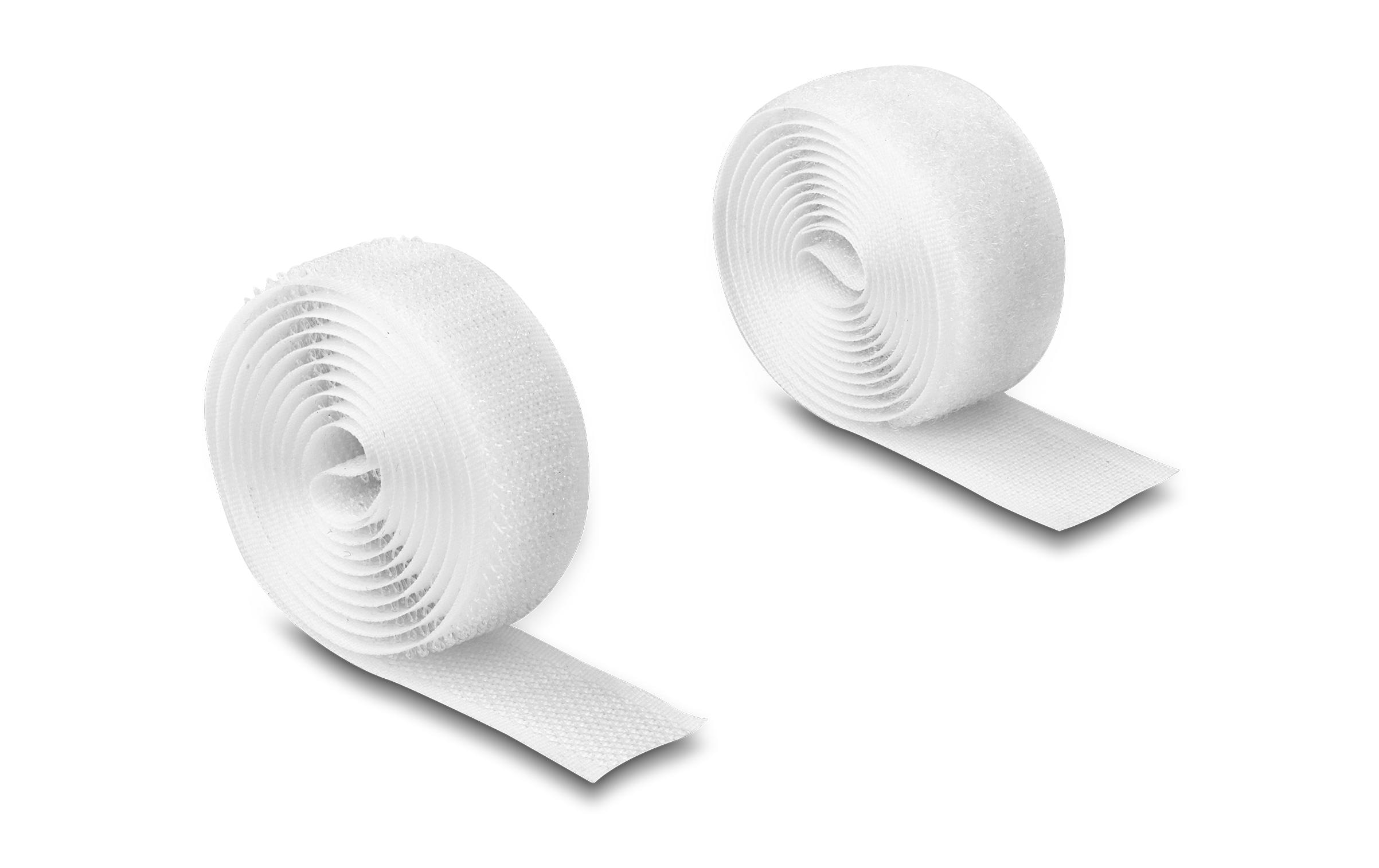 1544241 - Mediatech Delock Strapazierfähiges Klettband 1mx20mm mit Haft und Flauschband, weiss