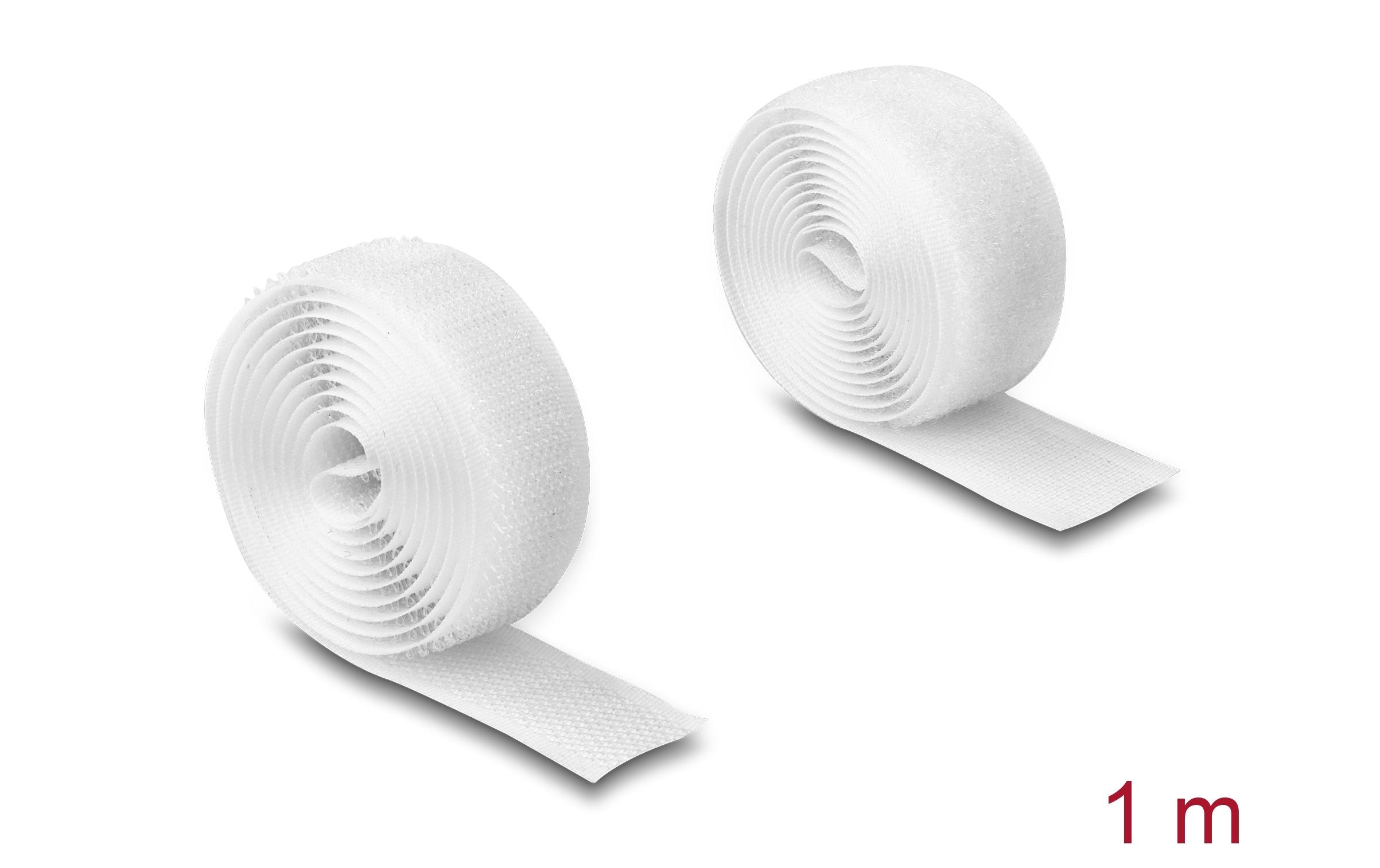 1544241_1 - Mediatech Delock Strapazierfähiges Klettband 1mx20mm mit Haft und Flauschband, weiss