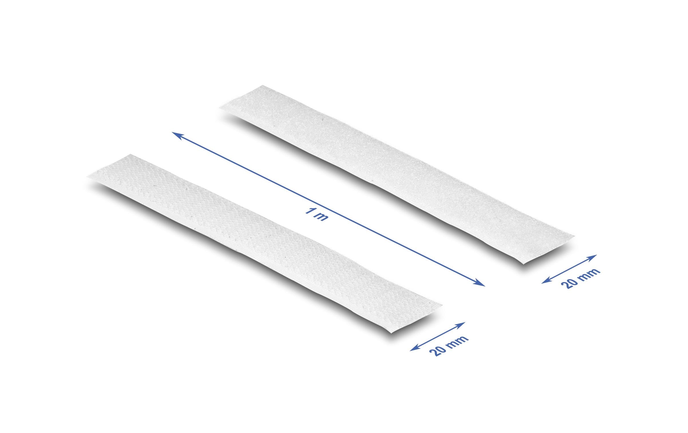 1544241_2 - Mediatech Delock Strapazierfähiges Klettband 1mx20mm mit Haft und Flauschband, weiss